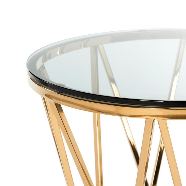 SAFAVIEH Couture Delsy Glass Top End Table