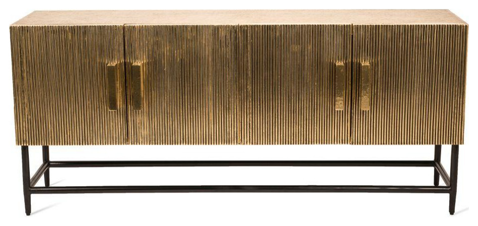 Brass Metal Cabinet  Pols Potten Ribbel Low   Midcentury   Accent Chests And Cabinets   by Luxury Furnitures  Houzz