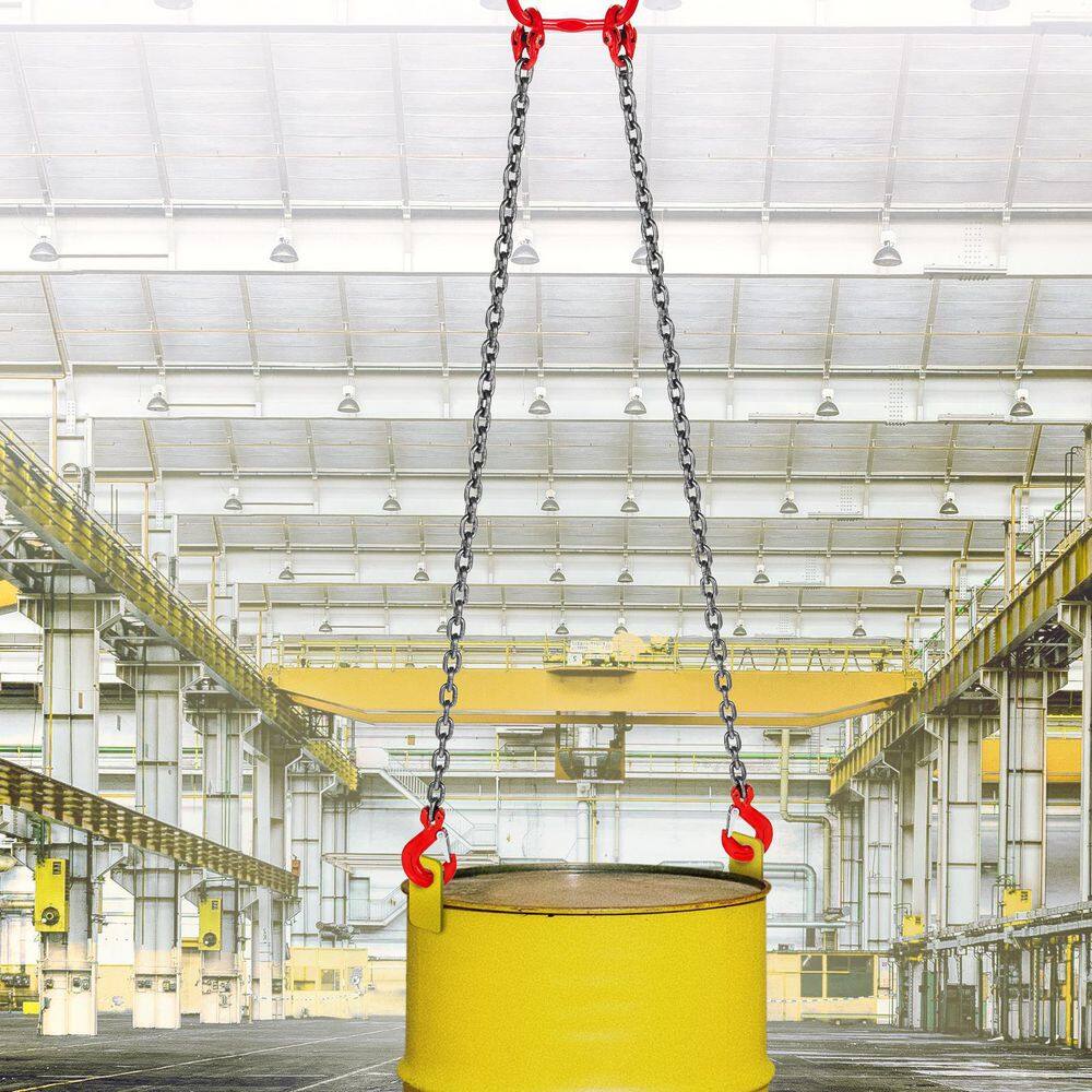 VEVOR 8800 lbs. Load 5 ft. x 38 in. Double Leg Chain Sling G80 Hoist Chain with Grab Hooks for Factory Mining Ports Building GLSJG80SZ10MMX1.5V0