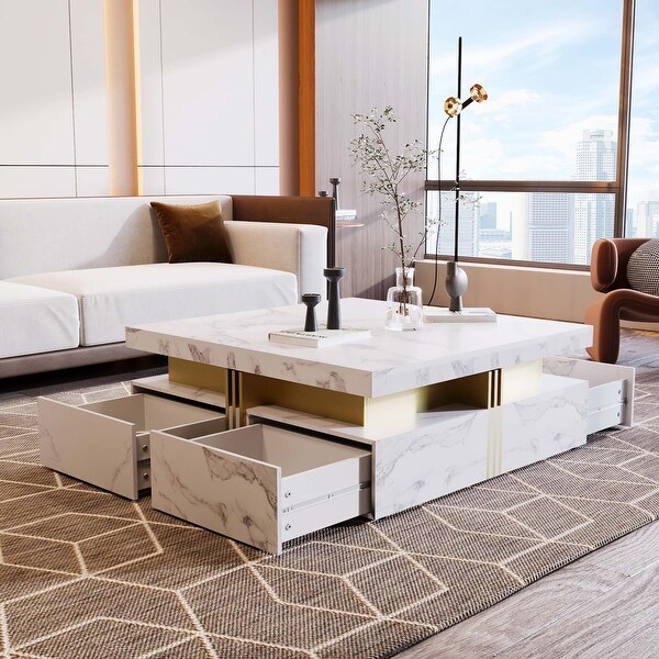 White Square Storage Coffee Table