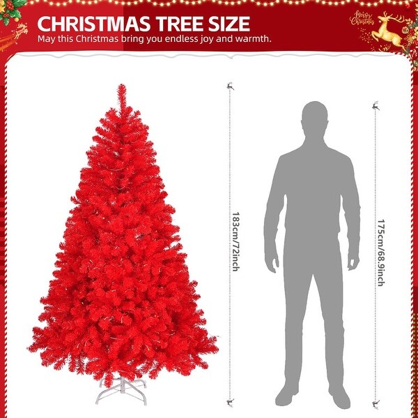 6 Ft/7 Ft Unlit Red Artificial Christmas Tree