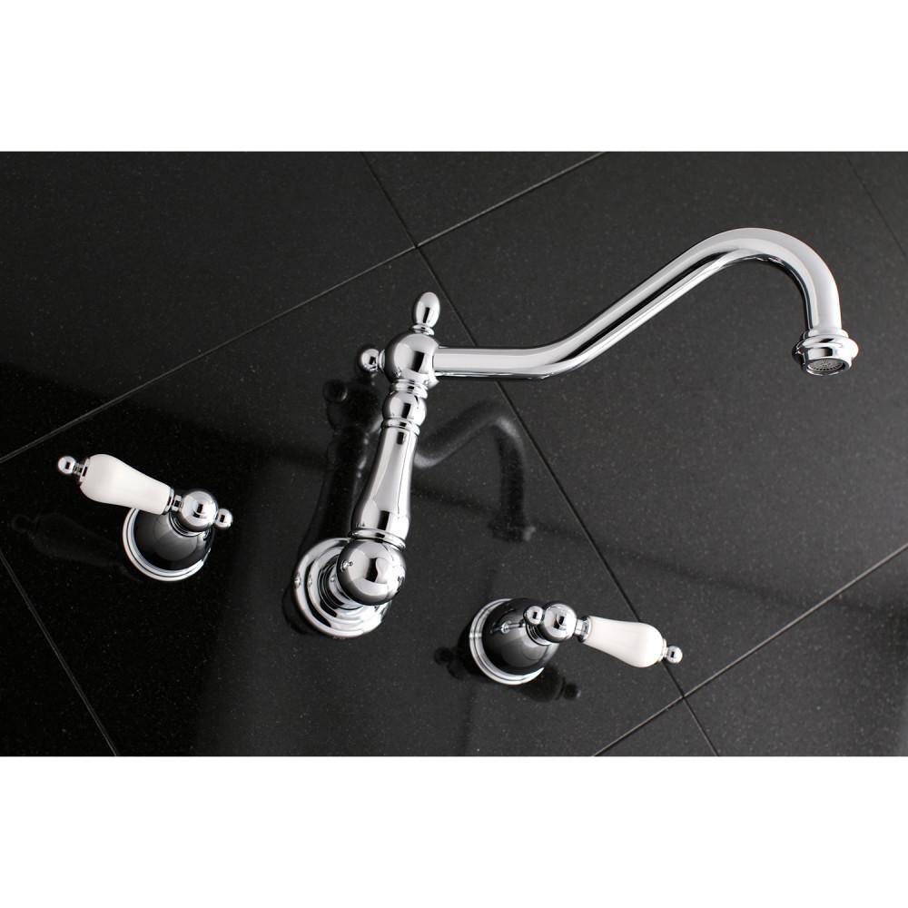 Kingston Brass Heritage 2-Handle Wall Mount Roman Tub Faucet in Polished Chrome HKS1021PL