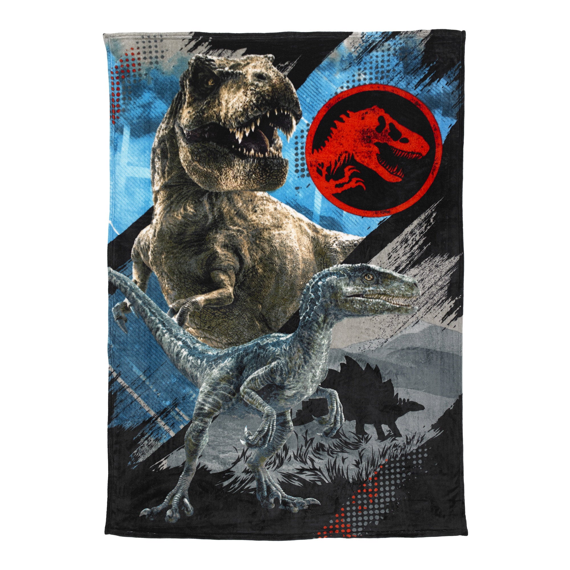 Jurassic World Kids Plush Twin/Full Blanket， 62 x 90， Blue， Universal