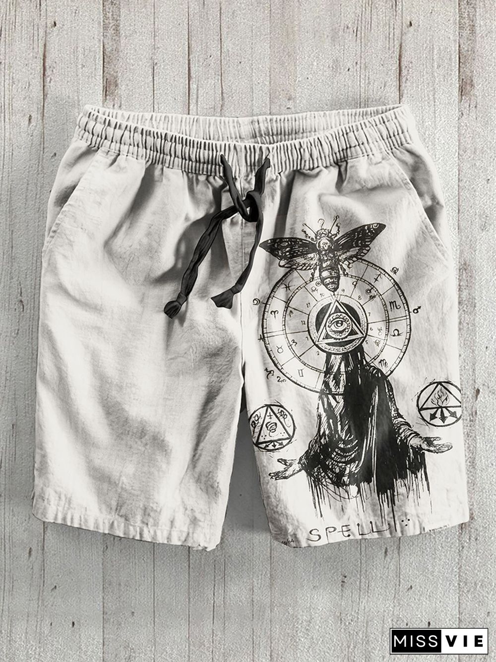 Viking Ethnic Viking Totem Art Linen Blend Shorts