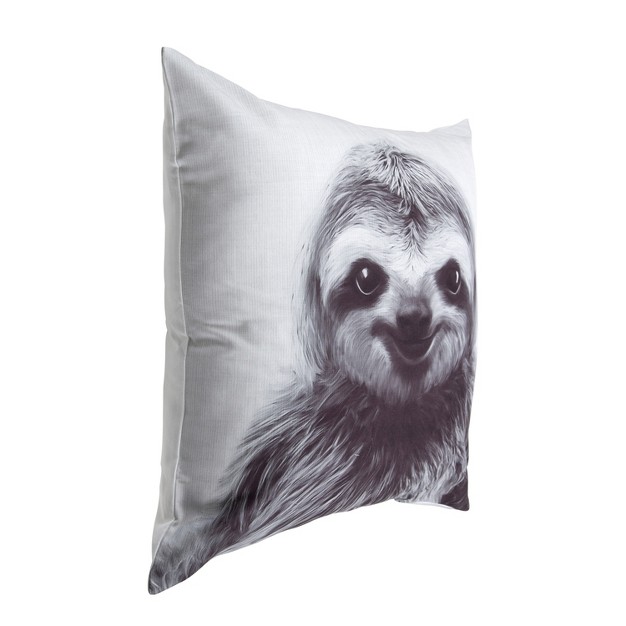 Kate And Laurel Como Sloth Print Throw Pillow Cover 24x24 White