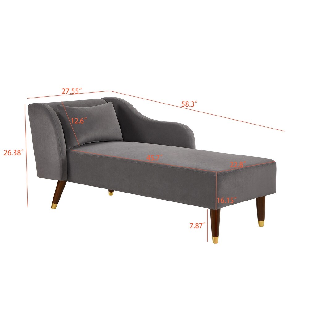 Modern Chaise Lounge Chair Velvet Upholstery