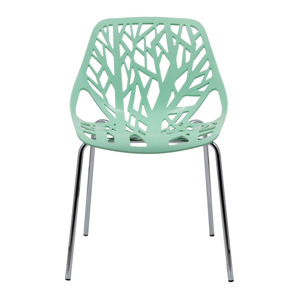 LeisureMod Modern Asbury Dining Chair with Chromed Legs - Mint