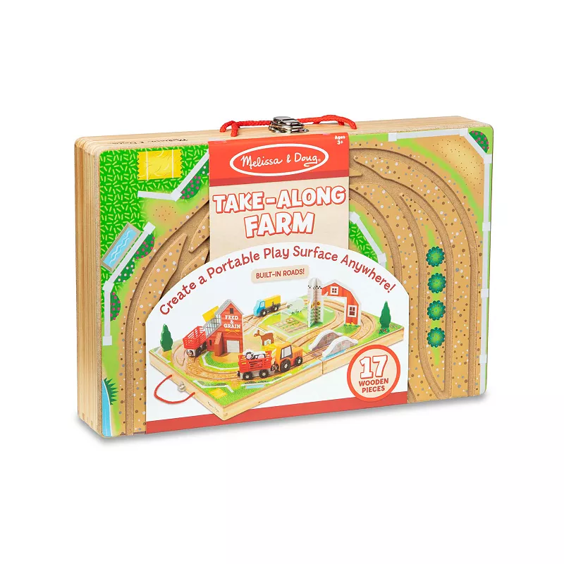 Melissa and Doug 17-Piece Wooden Take-Along Tabletop - Farm