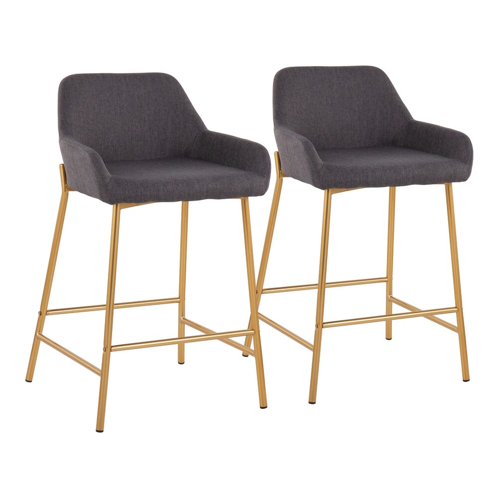 Silver Orchid Galotti Gold Fixed Height Upholstered Counter Stool   Set of 2