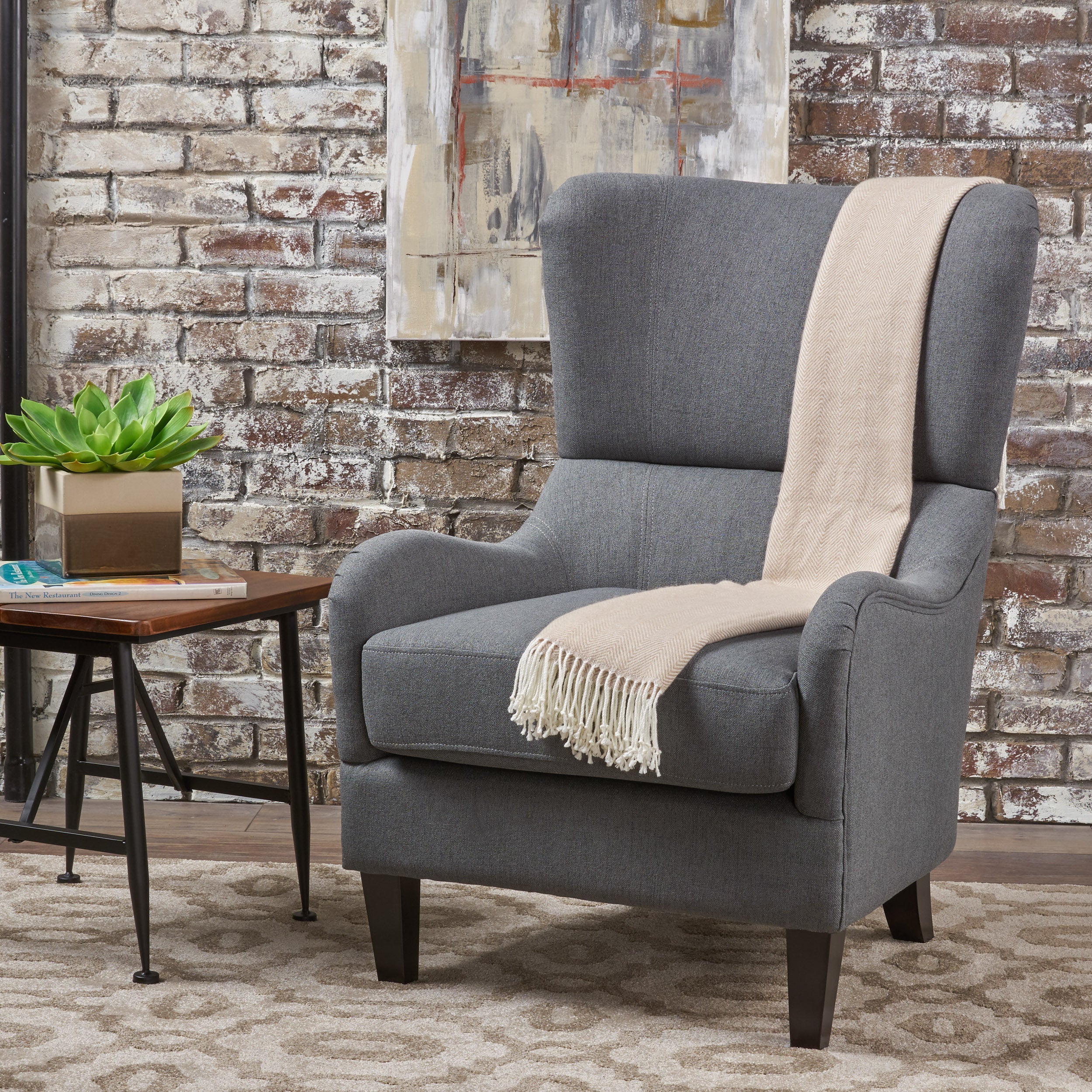 Quinn Fabric High Back Wingback Armchair