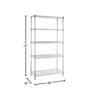 HDX 5-Tier Steel Wire Shelving Unit in Chrome (36 in. W x 72 in. H x 16 in. D) 21656CPS