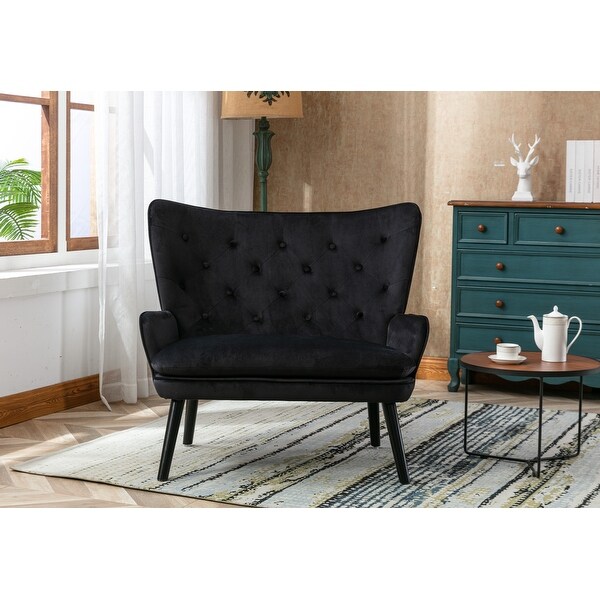 Wide Accent Chair Comfortable Loveseat Fabric Padded Seat Modern Arm Chair