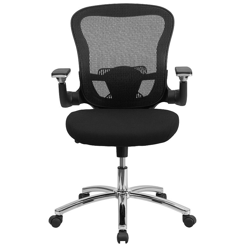 Emma and Oliver Mid-Back Black Mesh Swivel Ergonomic Office Chair - Height Adjustable Flip-Up Arms