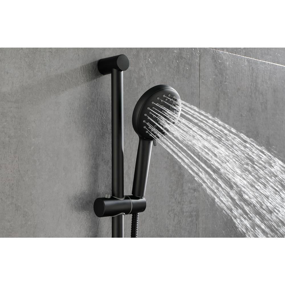 Nestfair 1-Spray Wall Bar Shower Kit with Hand Shower in Matte Black DGP301MB