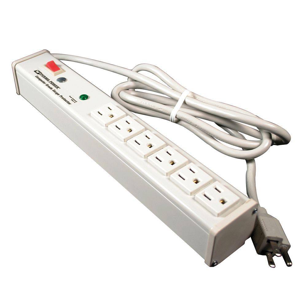 Legrand Wiremold Perma Power 6-Outlet 15 Amp Computer Grade Surge Strip with Lighted OnOff Switch 6 ft. Cord M6BZ