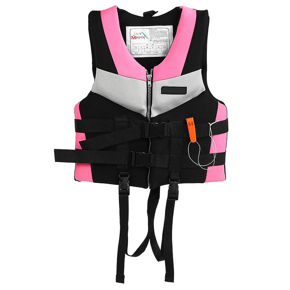 Kayaking Swimming Adult Safety Buoyancy Life Jacket Vest Reusable With Whistle(pink S)