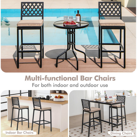 Costway 67482935 Set of 2 Patio Bar Chairs with De...