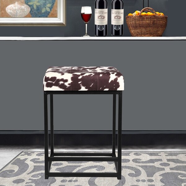 24 Inch Square Upholstered Metal Bar Stool with Fabric/leather Seat-1pcs