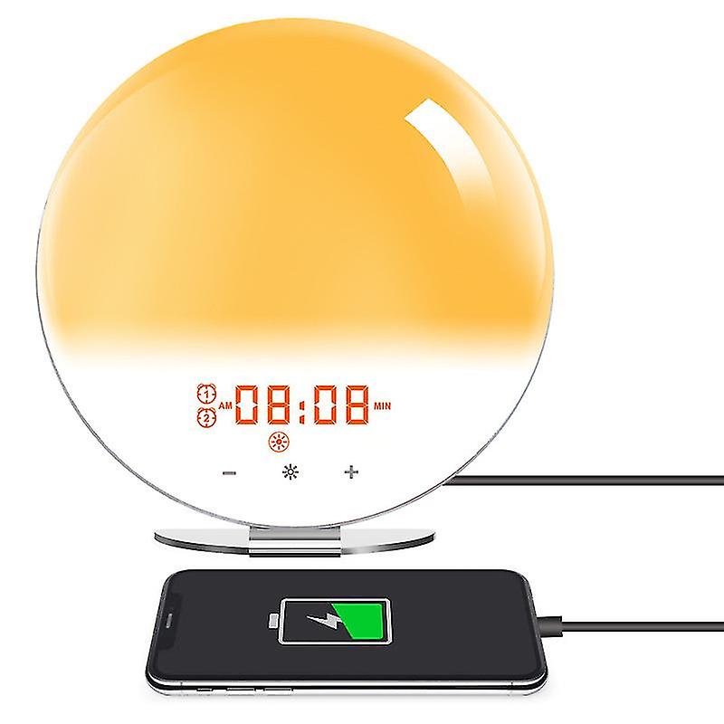 Sunrise Alarm Clock， Wake Up Light /sunlight Lamp With Dual Alarm Clocks and Snooze Function 20 Brightness Levels And 7 Colors Light Alarm Clock， Sunris