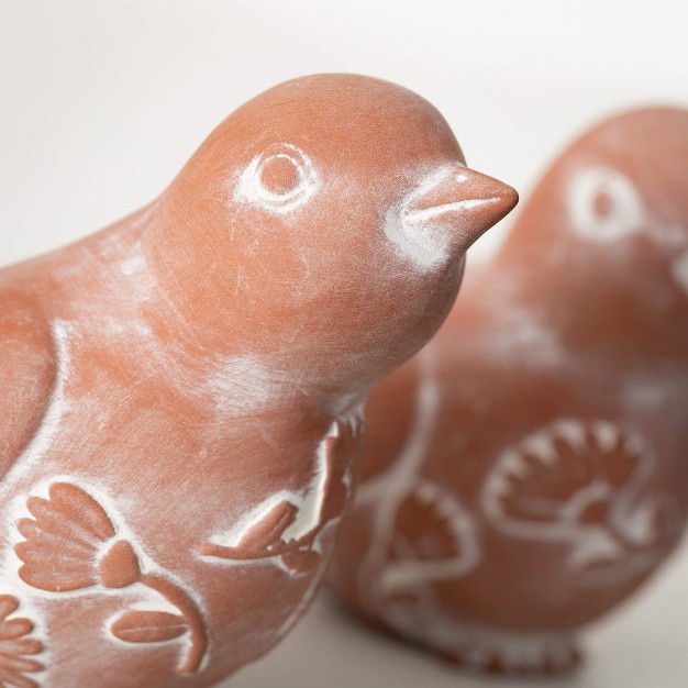 Terracotta Bird Figurine Set Of 2