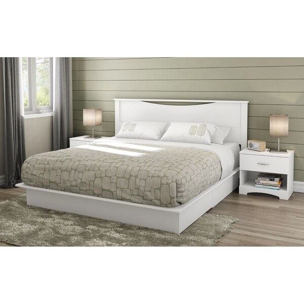 King size Contemporary Headboard in White Wood Finish - - 29063327