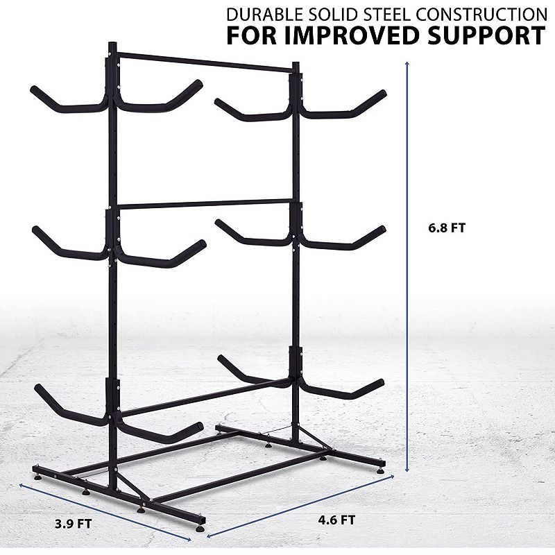 RaxGo Kayak Storage Rack， Indoor and Outdoor Freestanding Storage for 6 Kayak