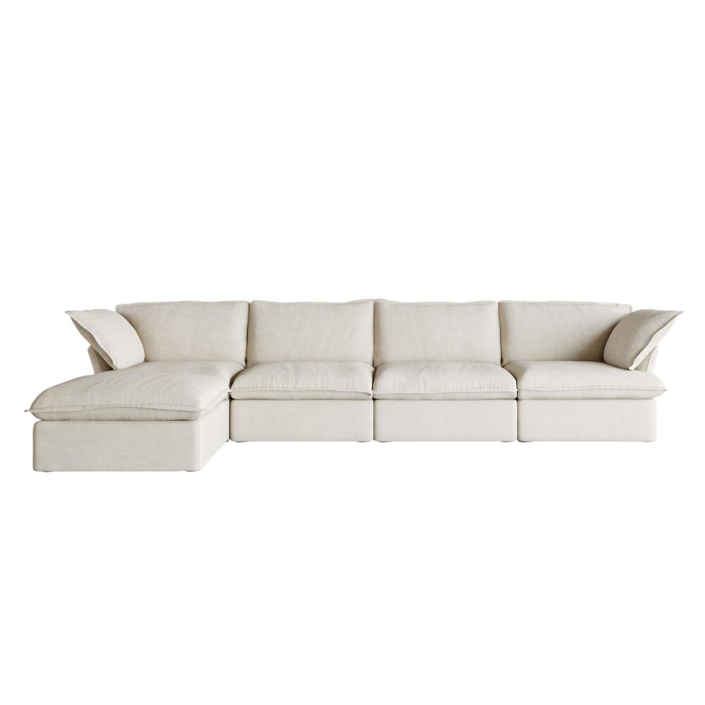 L Shape Modular Sectional Sofa 5 Seats with Chaise Ottoman