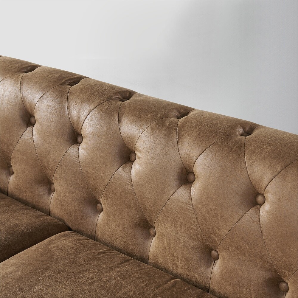 80 inch Tufted Fabric/Leather Chesterfield Sofa