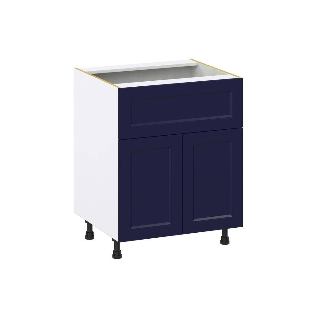 J COLLECTION Devon 27 in. W x 24 in. D x 34.5 in. H Painted Blue Shaker Assembled Base Kitchen Cabinet with 10 in. Drawer DSB27A-DV