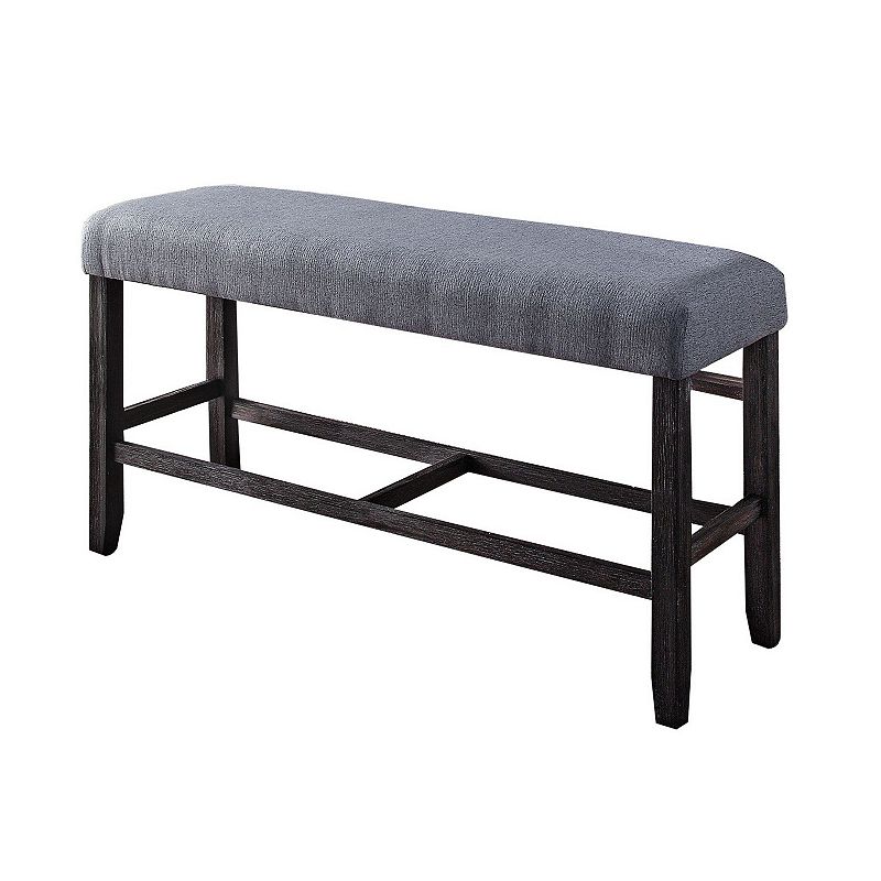 Rectangular Fabric Counter Height Bench with Padded Seat， Brown and Blue