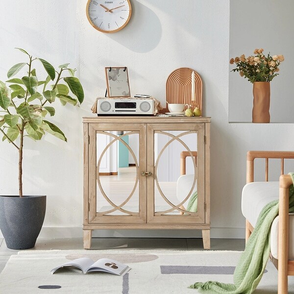 2 Door Wooden Cabinets，Classics Nature Wood Colour Wood Cabinet Vintage Style Sideboard