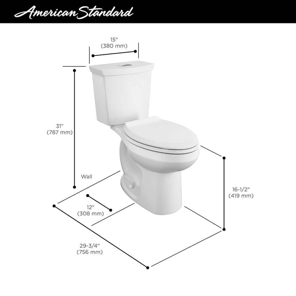 American Standard Cadet 3 in Tall Height 2piece 10 16 GPF Dual Flush Elongated Toilet in White Seat Included