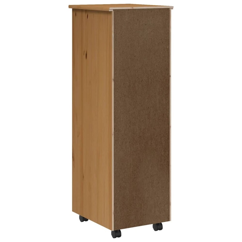 vidaXL Rolling Cabinet with Drawers MOSS different color Solid Wood Pine