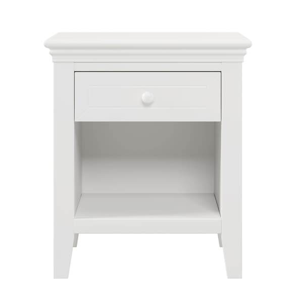 Traditional Concise Style White Wood One-Drawer Nightstand