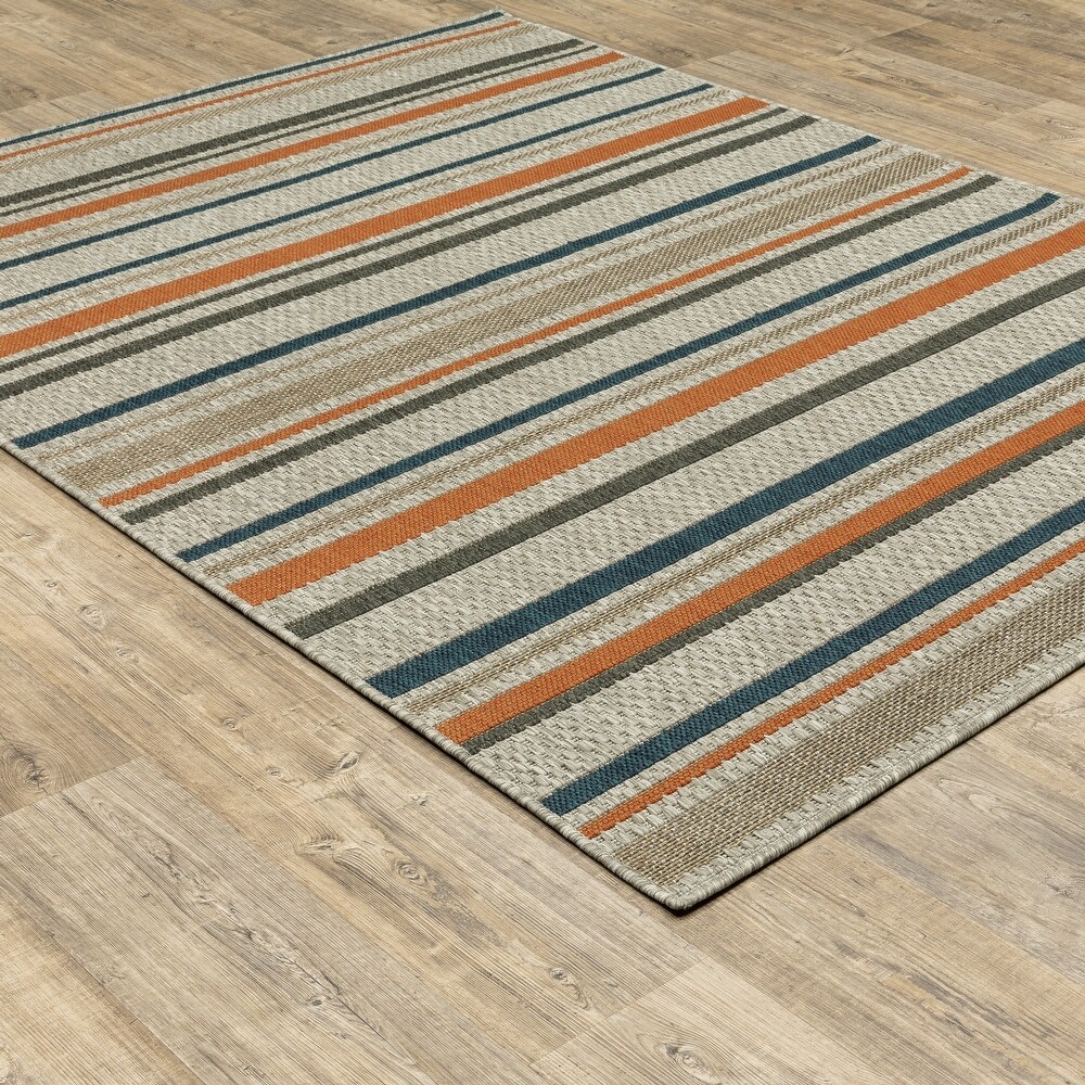 Style Haven Higgins Striped Grey/ Blue Indoor/ Outdoor Area Rug by Havenside Home