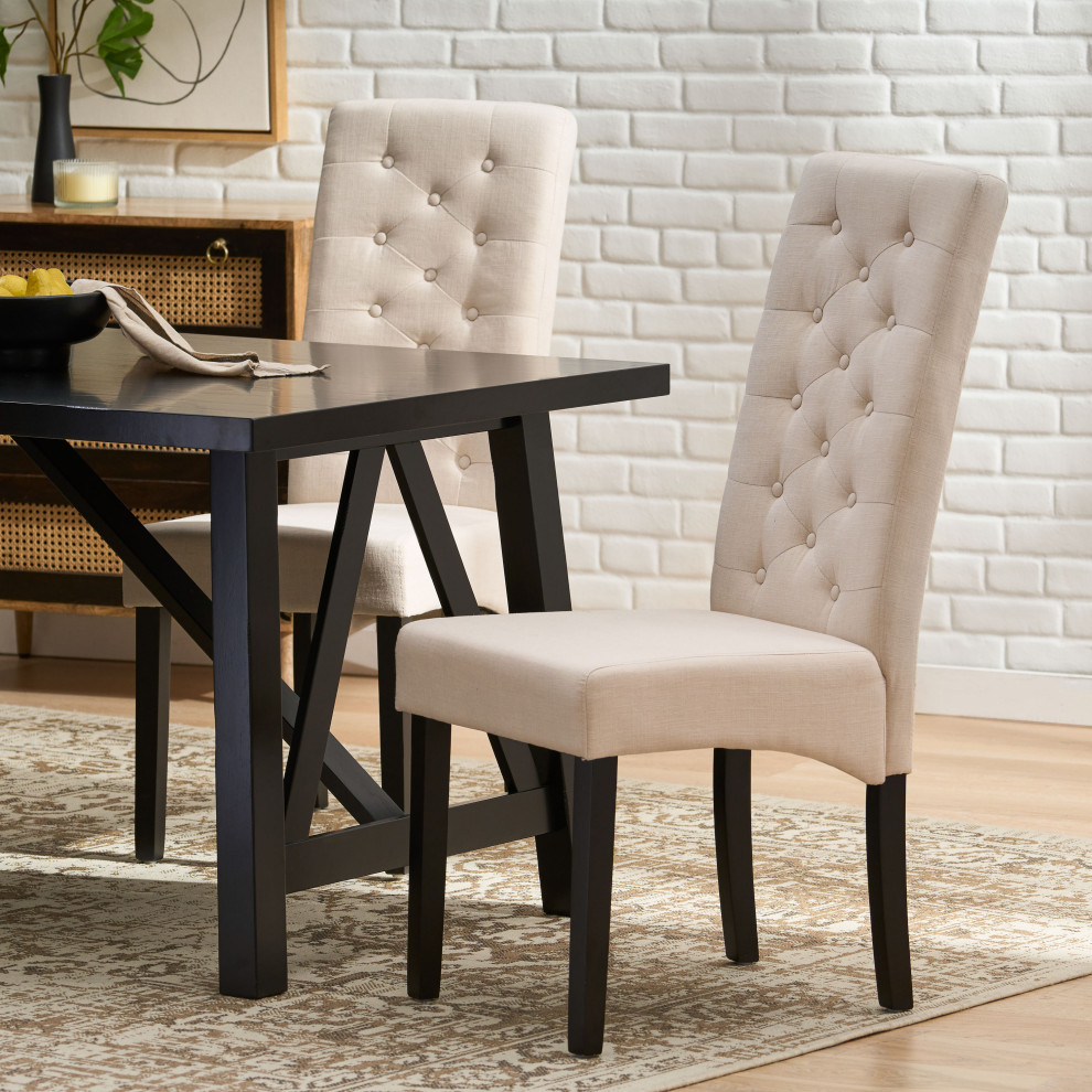 GDF Studio Darby Tall Back Linen Dining Chairs  Set of 2   Transitional   Dining Chairs   by GDFStudio  Houzz