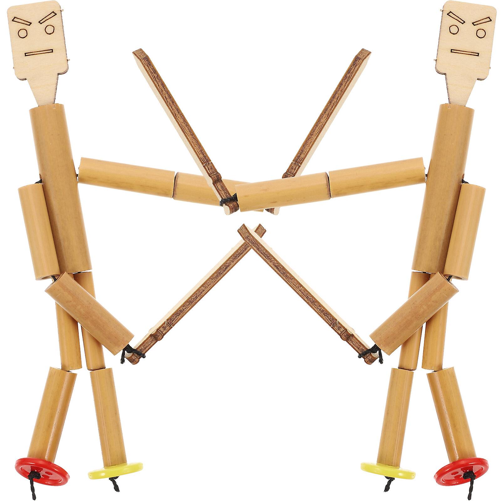 2 Sets Of Bamboo Puppet Toy Diy Assemble Bamboo Puppet Kit Desktop Puppet Toy Children Plaything