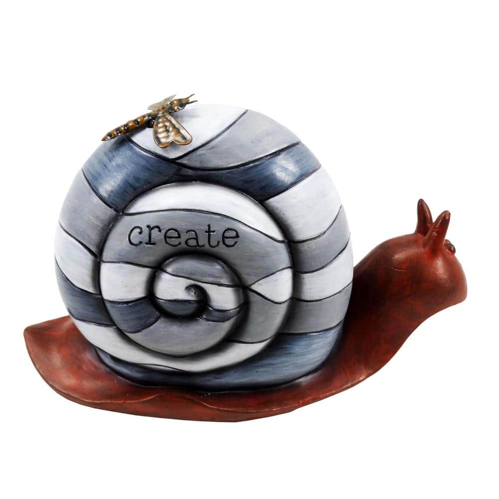 Alpine Corporation Create Snail Statue with Solar-Powered LED Light WQA1600