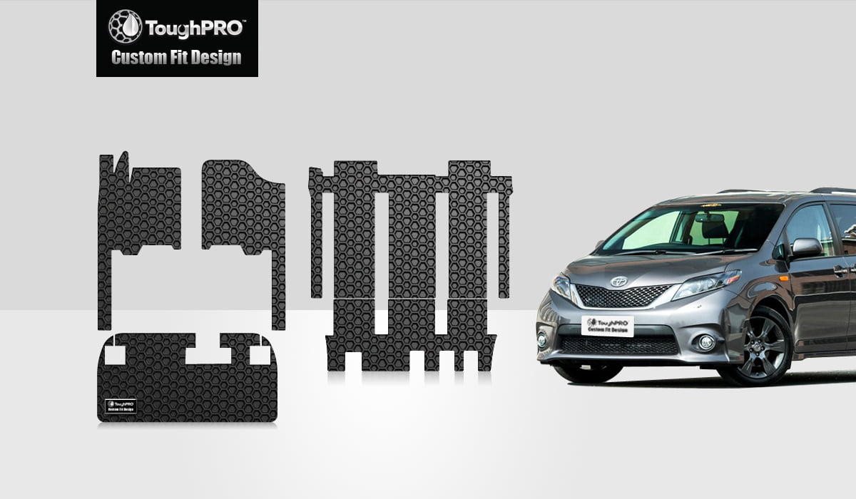 ToughPRO - Full Set with Cargo Mats Compatible with TOYOTA Sienna - All Weather Heavy Duty (Made in USA) - Black Rubber - 2017