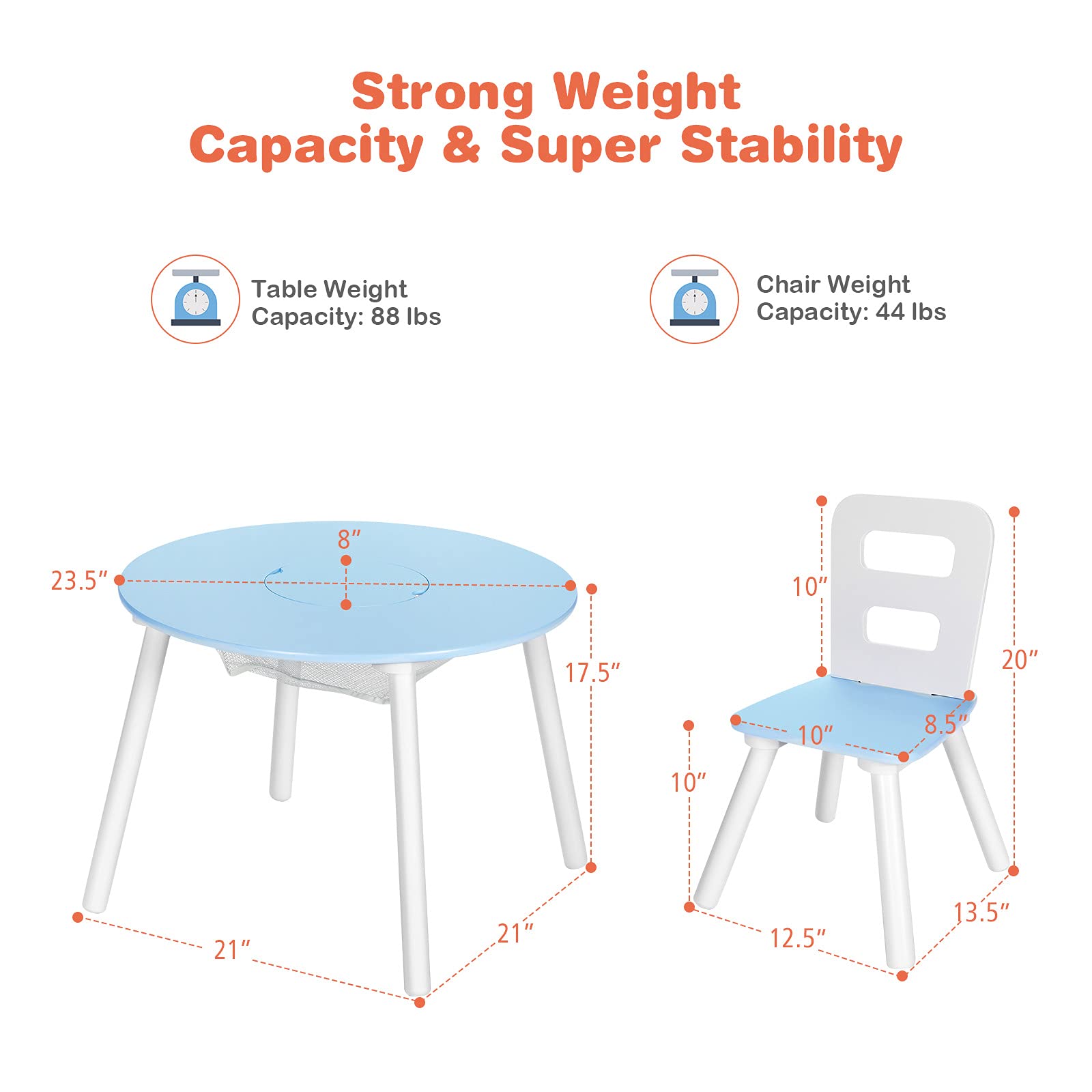 Costzon Kids Table and Chair Set, Wood Activity Table w/Center Mesh Storage