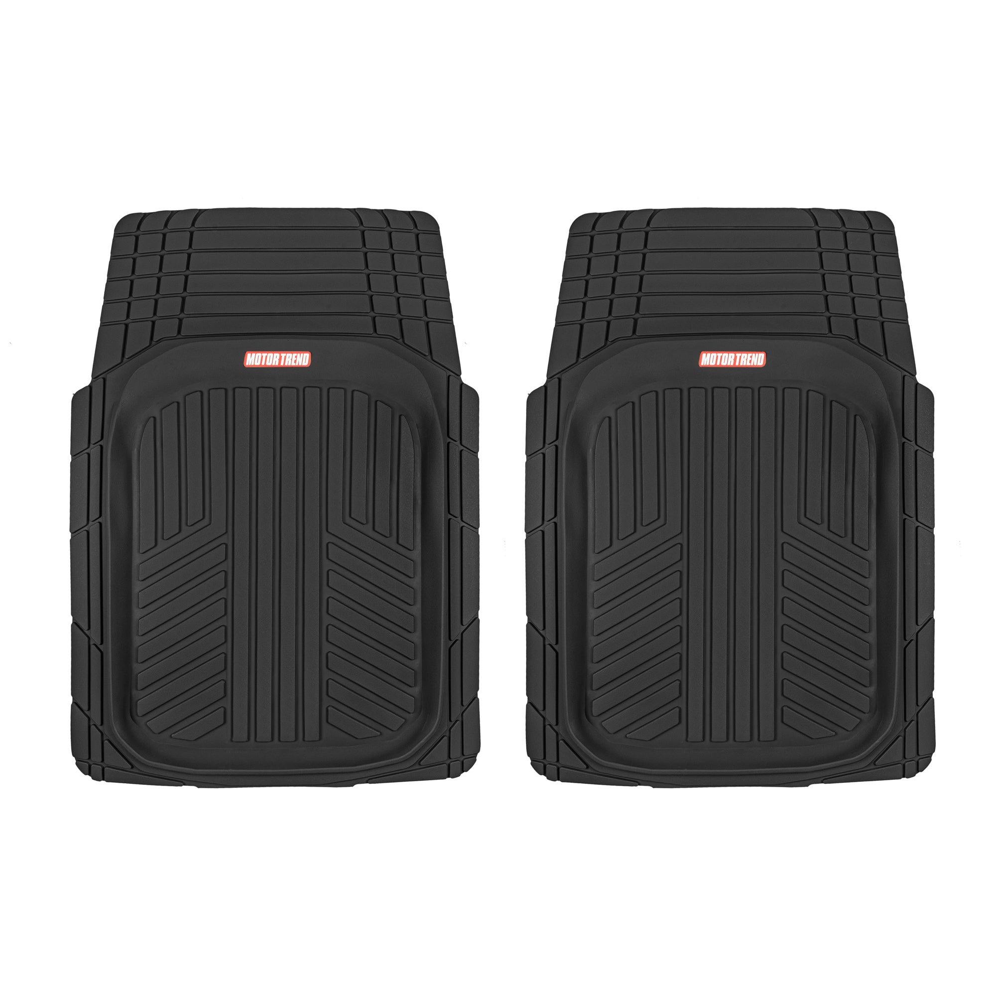 Motor Trend FlexTough Plus-2 Piece Front Car Floor Mats- Black Contour Liners-Deep Dish Heavy Duty Rubber Floor Mats for Car SUV Truck and Van-All Weather Protection， Universal Trim to Fit