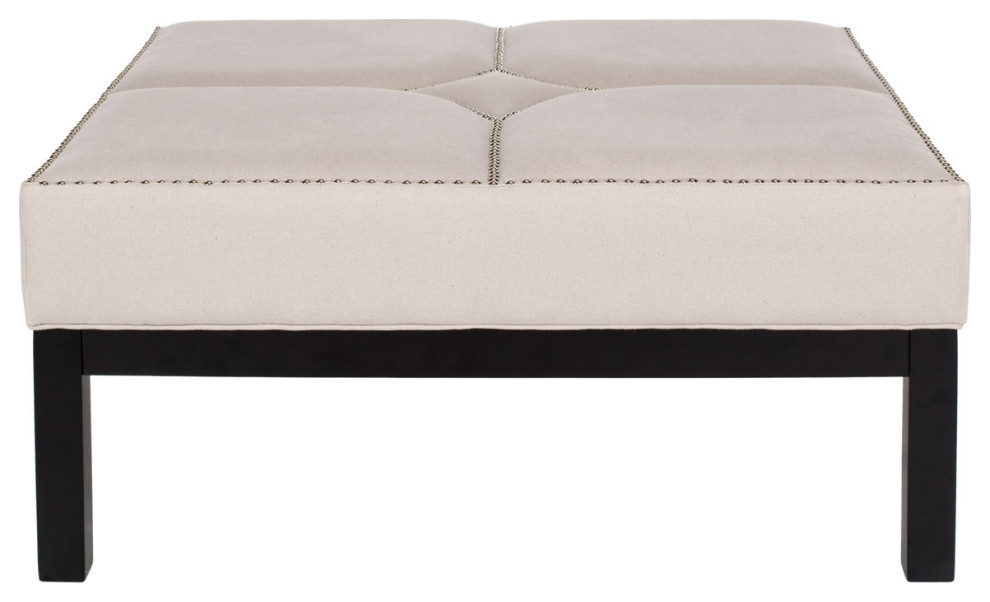 Nance Cocktail Ottoman Silver Nail Heads Taupe   Transitional   Footstools And Ottomans   by Virgil Stanis Design  Houzz