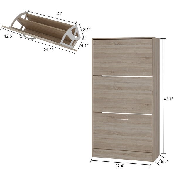 Modern Shoe Storage Cabinet for Entryway， 2 Tier Floor Shoes Cabinet - - 35444446