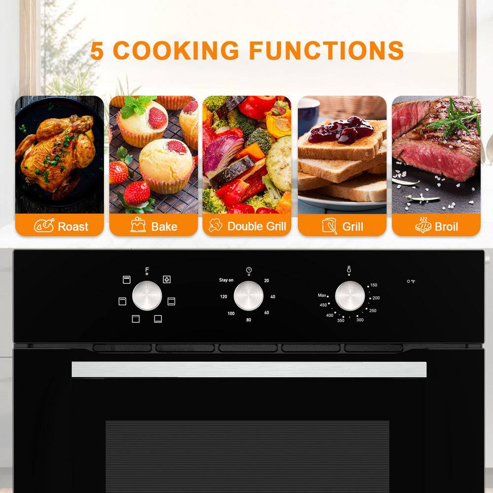 GASLAND Chef 24 in. Built-In Single Electric Wall Oven with Cooling Down Fan ETL in Black Glass ES606MB-N1