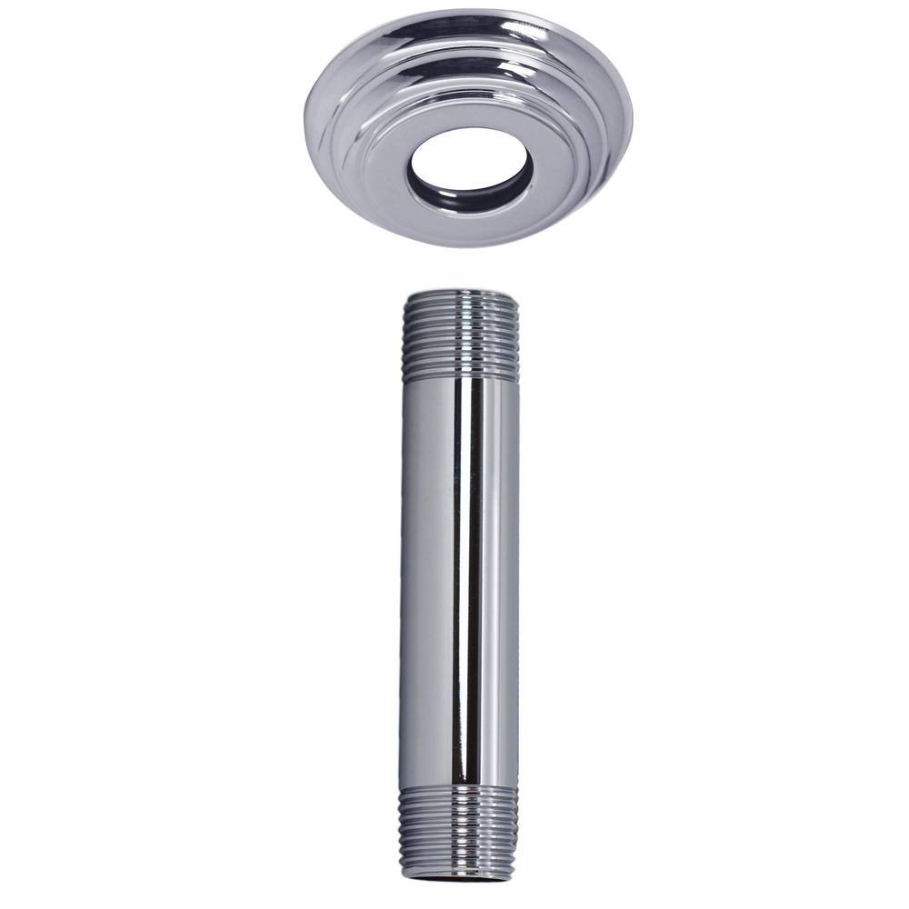 Westbrass 12 in. IPS x 4 in. Round Ceiling Mount Shower Arm with Flange Polished Chrome D3604A-26