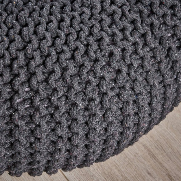 Burley Knitted Donut Pouf Dark Gray Christopher Knight Home