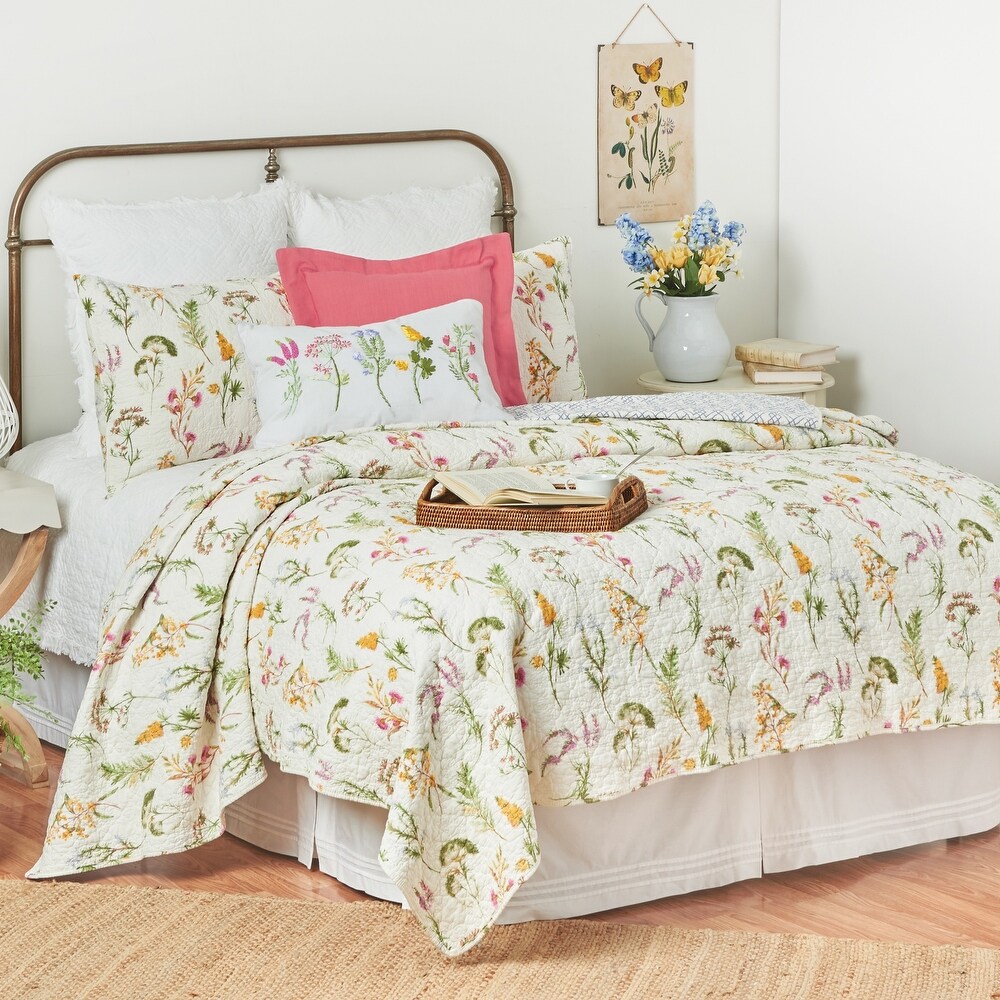 Genevieve Floral Botanical Twin Quilt Set