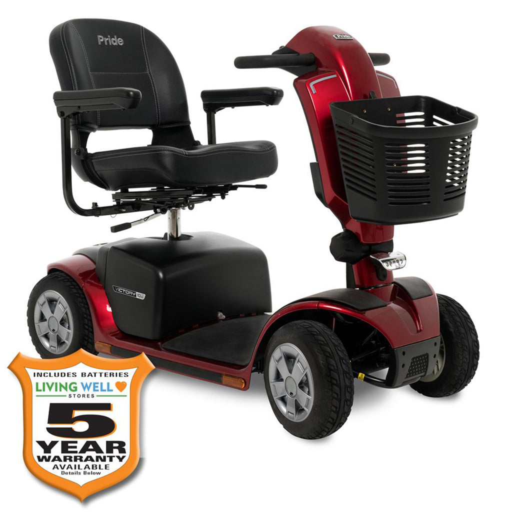 Pride Mobility Victory 10.2 4-Wheel Scooter Red 400 lbs. Weight Capacity with Available Extended Warranty