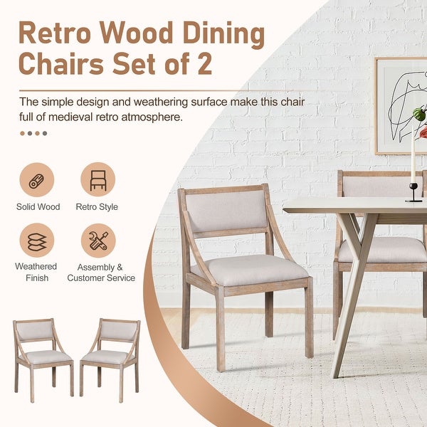 Nestfair Upholstered Dining Chairs with Solid Wood Legs(Set of 2)