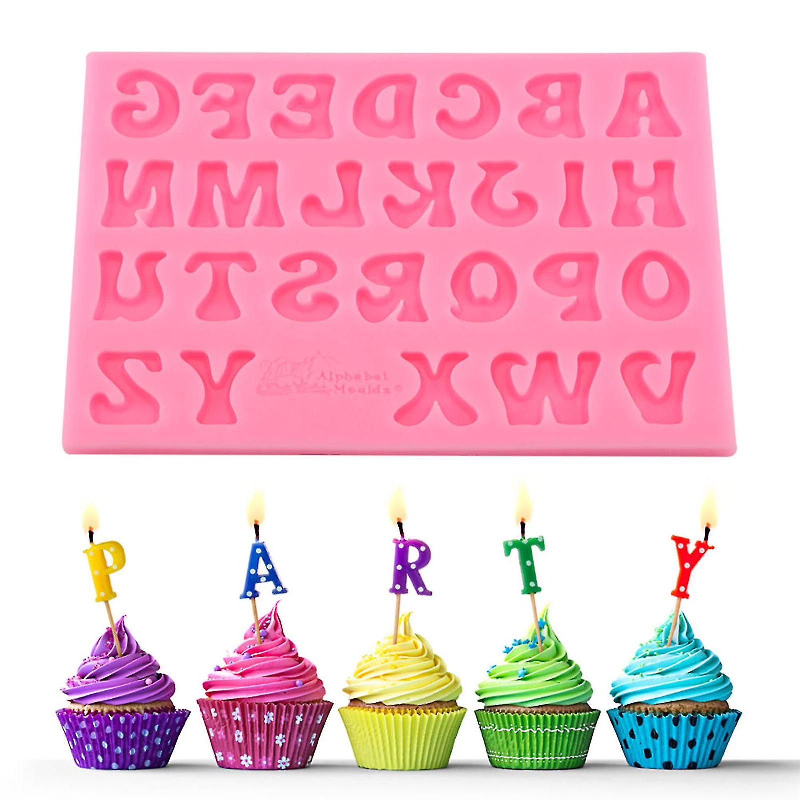 Letters Shape Silicone Cake Fondant Chocolate Molds Decorating Tool(pink)